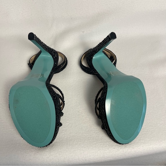 Betsey Johnson Black Strappy Sparkly Heels Size‎ 6 - Picture 6 of 6